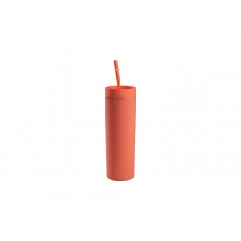 Sublimation 16OZ/473ml Double Wall Plastic Mug with Straw & Lid (Coral Red, Paint) (10/pack)